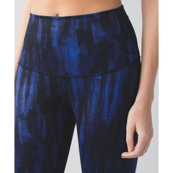 Lululemon Wunder Nightsky Harbor Blue Black Under Pant Full-On Luon Roll Down 6 - Picture 2 of 10